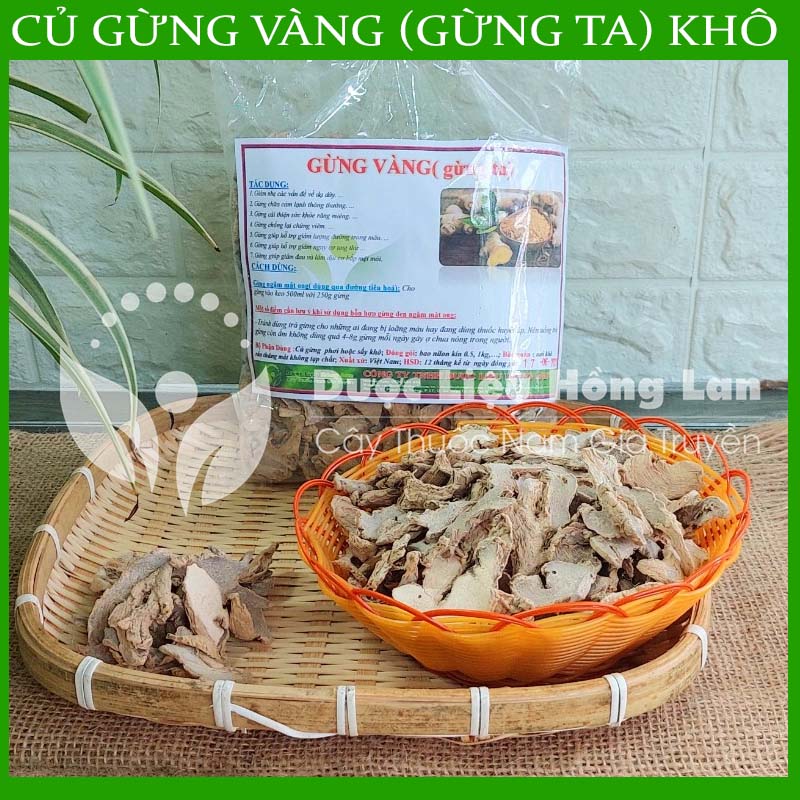 500G Củ Gừng Vàng (Gừng Ta) khô sắt lát nguyên chất 100% (không pha chộn, không chất bảo quản)