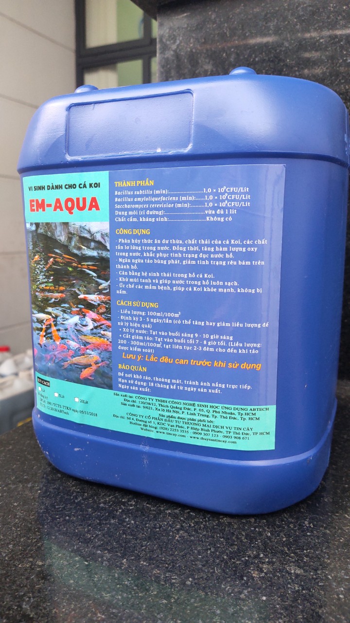 Chế Phẩm Vi Sinh Xử Lý Nước Hồ Cá Koi – Men EM AQUA cá Koi Cân Bằng Hệ Sinh Thái Trong Hồ Cá, Làm Sạch Nước, Khử Mùi