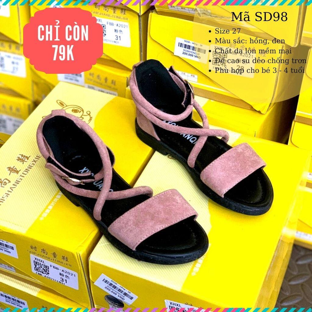 Dép quai hậu bé gái da lộn giá rẻ sandal quai ngang cho bé gái 3 - 4 tuổi thời trang phong cách Hàn Quốc SD98