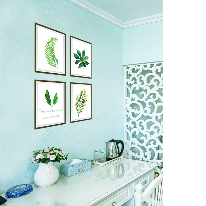 Decal dán tường 3D set 4 tấm khung tranh lá dương sĩ DKN125