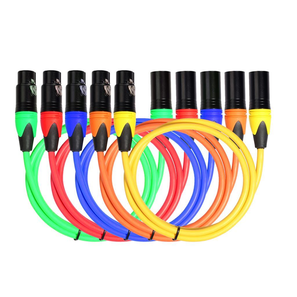 XLR-M to XLR-F 3 Contacts Balanced Mic Audio Cable 5 Colors 3 ft