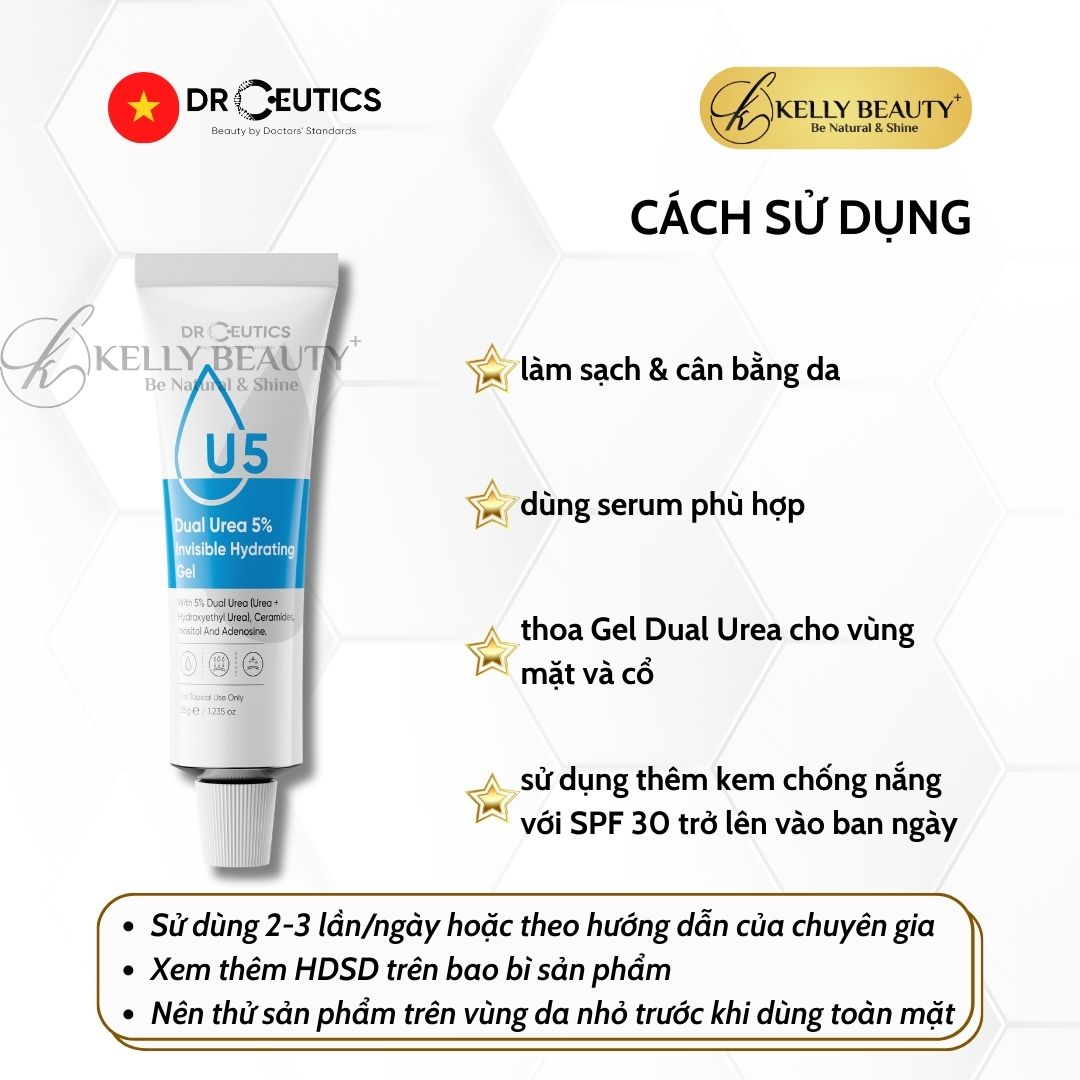 Gel Cấp Ẩm DrCeutics Dual Urea 5% Invisible Hydrating Gel - Giúp Da Căng Mịn, Cân Bằng Dầu Nhờn - Kelly Beauty