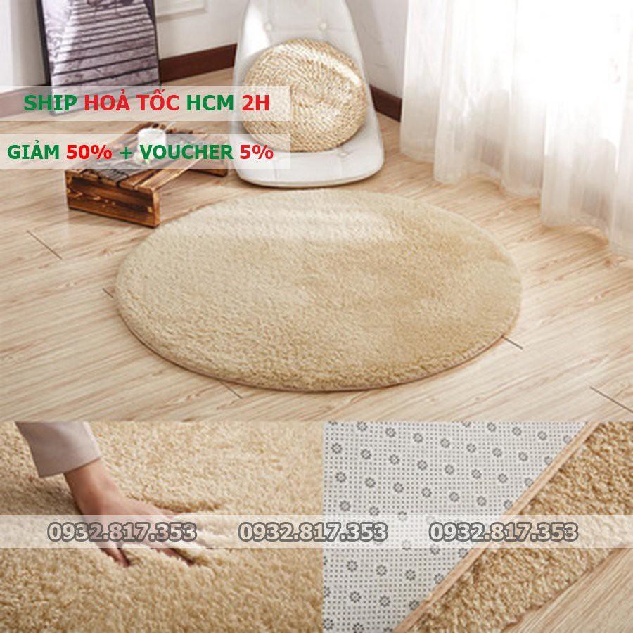 Thảm Lông Cừu Cao Cấp | Lông Tròn Trải Sàn Có Đế Chống Trượt | Tròn 80cm, 1m, 1m2