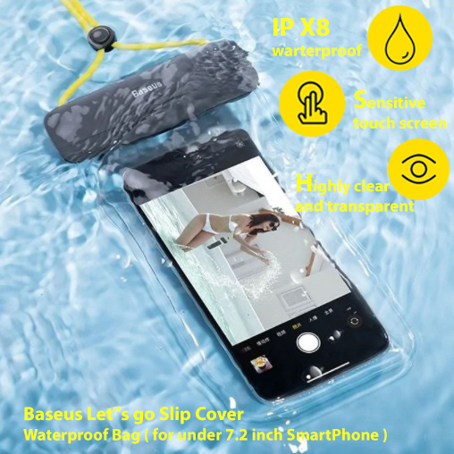 Túi chống nước dùng cho điện thoại Baseus Let''s go Slip Cover Waterproof Bag ( for under 7.2 inch SmartPhone ) - Hàng Chính Hãng