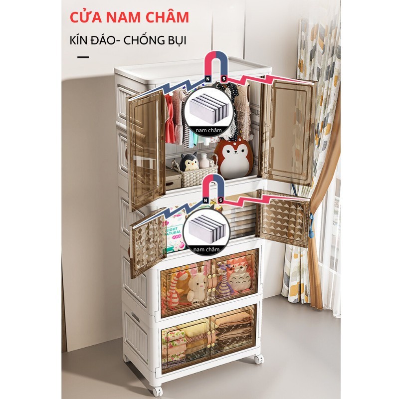 Tủ Nhựa Gấp Gọn Cao Cấp Nhiều Ngắn- Gấp Đựng Đồ,Quần Áo Thông Minh Tiết Kiệm Không Gian, Tháo Lắp Dễ Dàng
