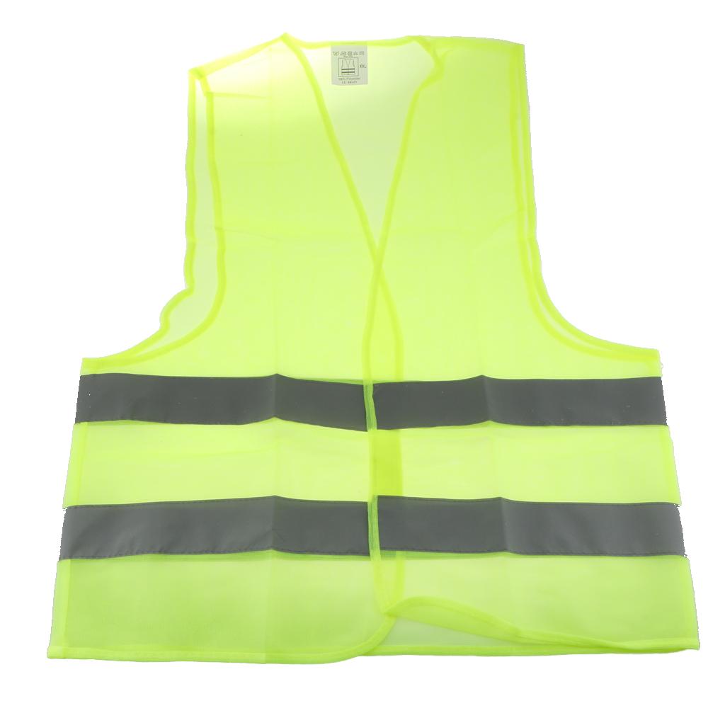 High Visibility Neon Green Safety Vest Hi Vis Reflective Jacket Large Size