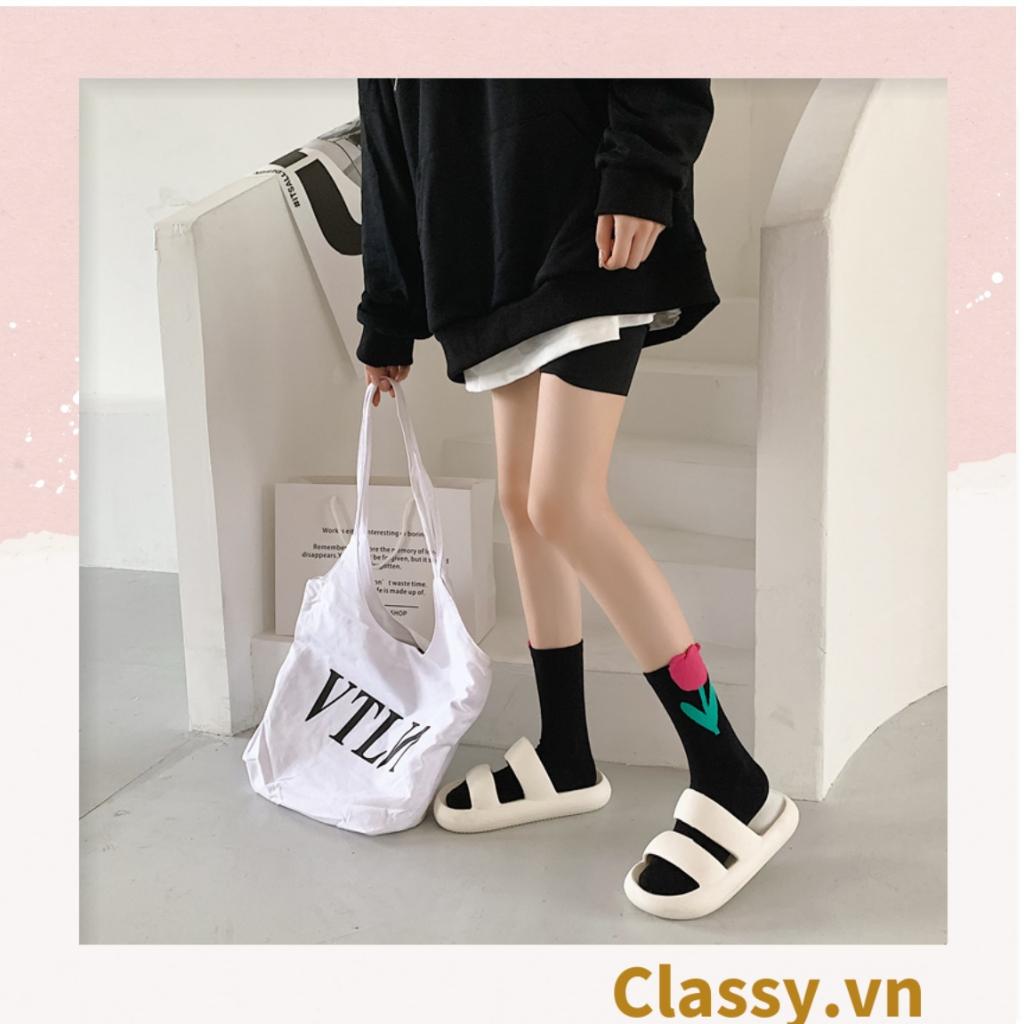 Tất cổ cao, vớ cổ cao hoa tulip Classy chất cotton siêu êm G1347