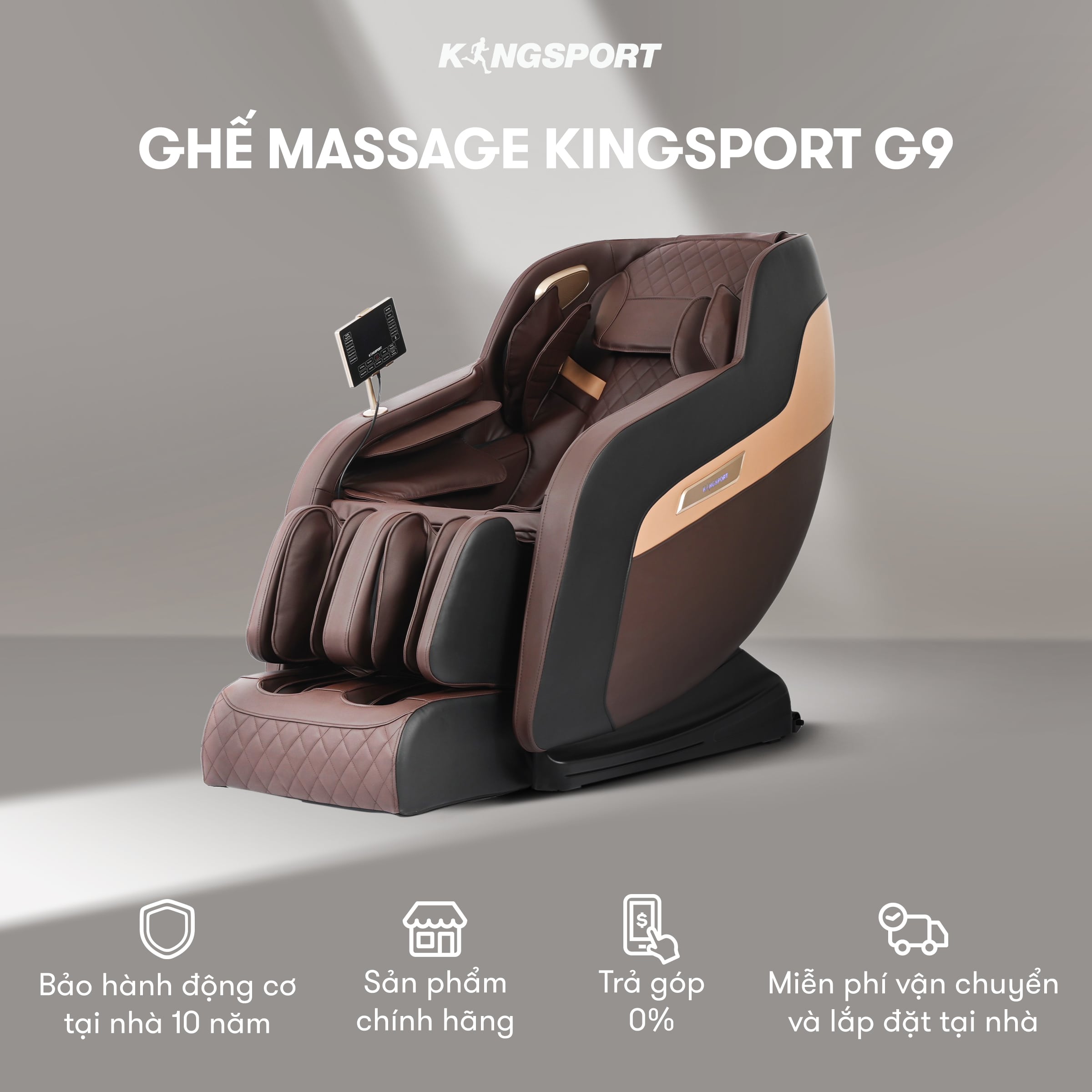 Ghế massage toàn thân KINGSPORT G9 công nghệ làm ấm Warmtech, 5 bài tập massage tự động thiết lập sẵn