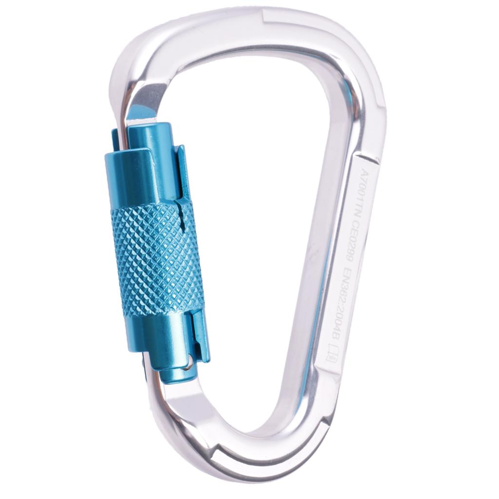 25KN Auto Locking D-Ring Carabiner For Mountaineering Rock Climbing - Blue