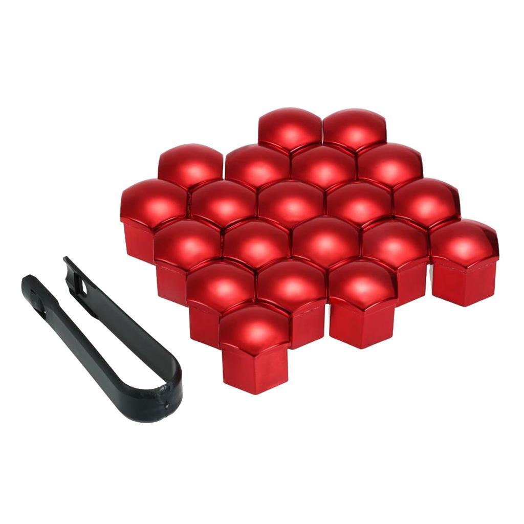 40pcs 17mm Deep Wheel Chrome Lug Center Cover Tyre Screw Decor Red