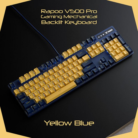 Bàn Phím Cơ Rapoo V500 Pro USB Yellow Blue - Hàng chính hãng Nam Thành phân phối