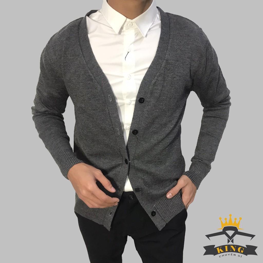 Áo cardigan len nam cổ V cổ vest From rộng dệt kim hàn quốc KINGCHUYENSI Áo khoác cardigan nam big size mỏng cao cấp