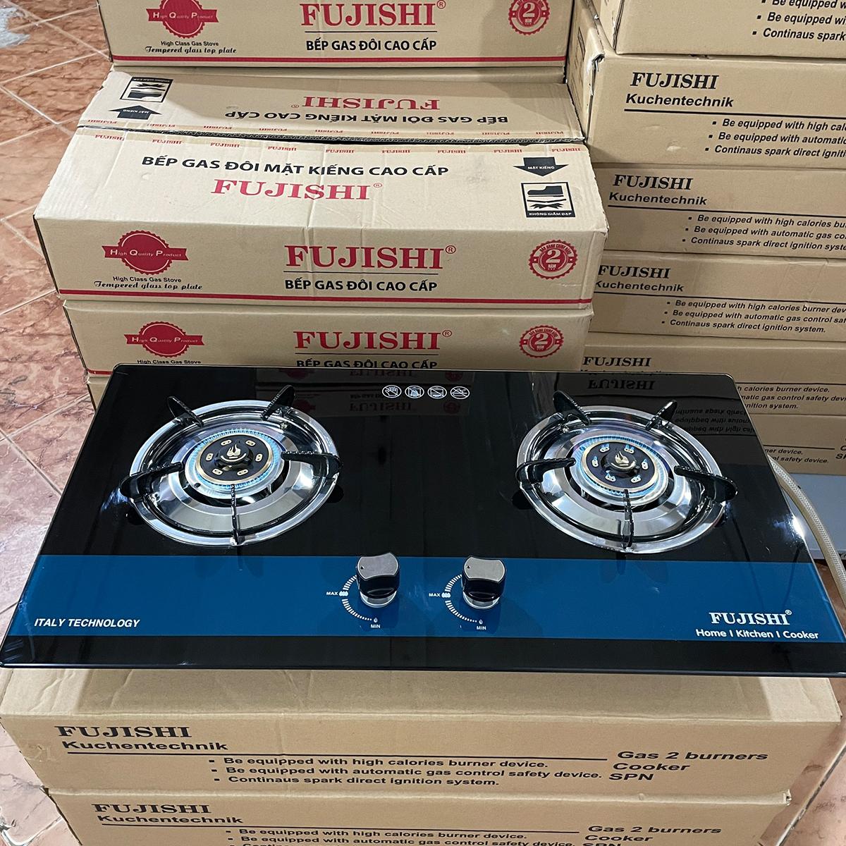 Bếp gas âm Fujishi FJ-804X - KÍNH XANH - Đánh lửa Magneto tự động, Chén đồng lửa xanh tiết kiệm gas - Hàng chính hãng