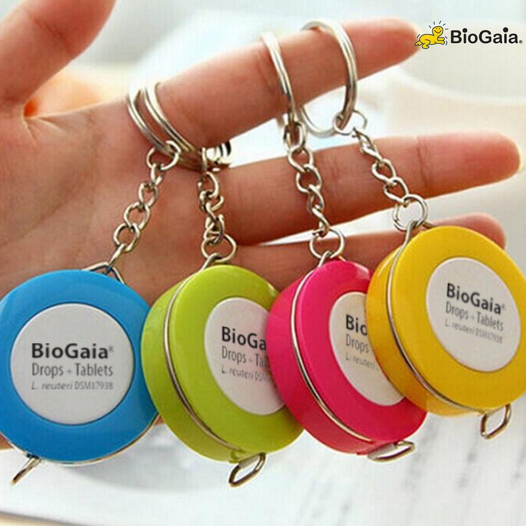 [Quà tặng không bán]Thước dây cuộn mini màu vàng hoặc màu xanh Logo BioGaia siêu dễ thương thiết kế dạng móc khóa tiện lợi