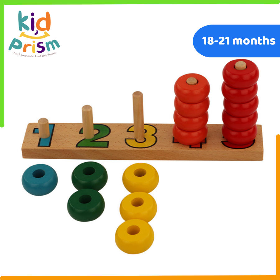 Đồ chơi giáo dục - Bảng xếp trụ số bằng gỗ dành cho bé từ 18-21 tháng