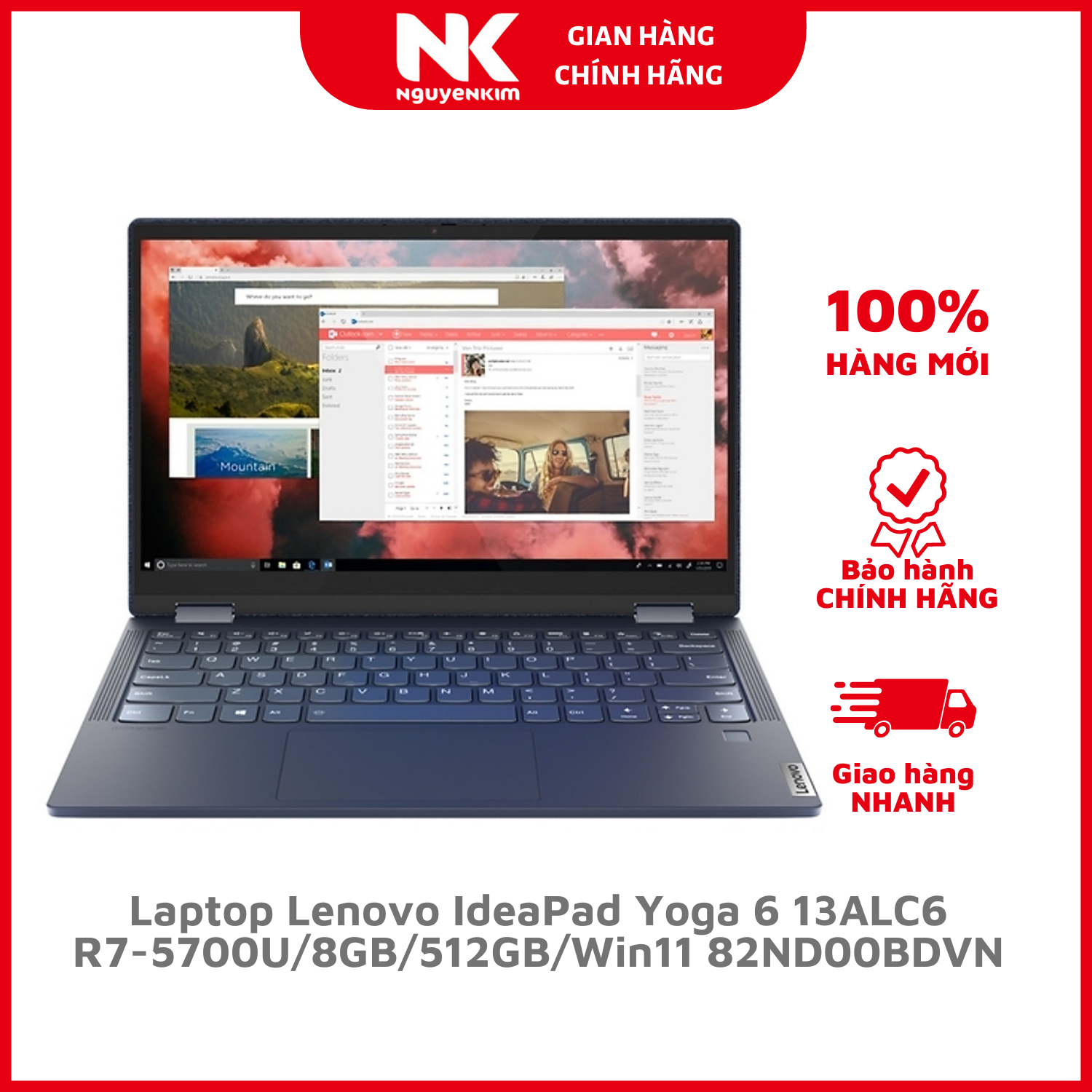 Laptop Lenovo IdeaPad Yoga 6 13ALC6 R7-5700U/8GB/512GB/Win11 82ND00BDVN - Hàng Chính Hãng