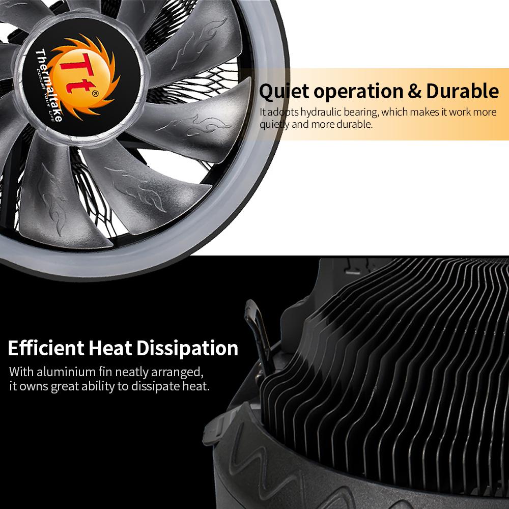 CPU tản nhiệt khí Thermaltake RGB / Vòng bi thủy lực / Vây nhôm / hỗ trợ hoạt động cho Intel / AMD Dynamic