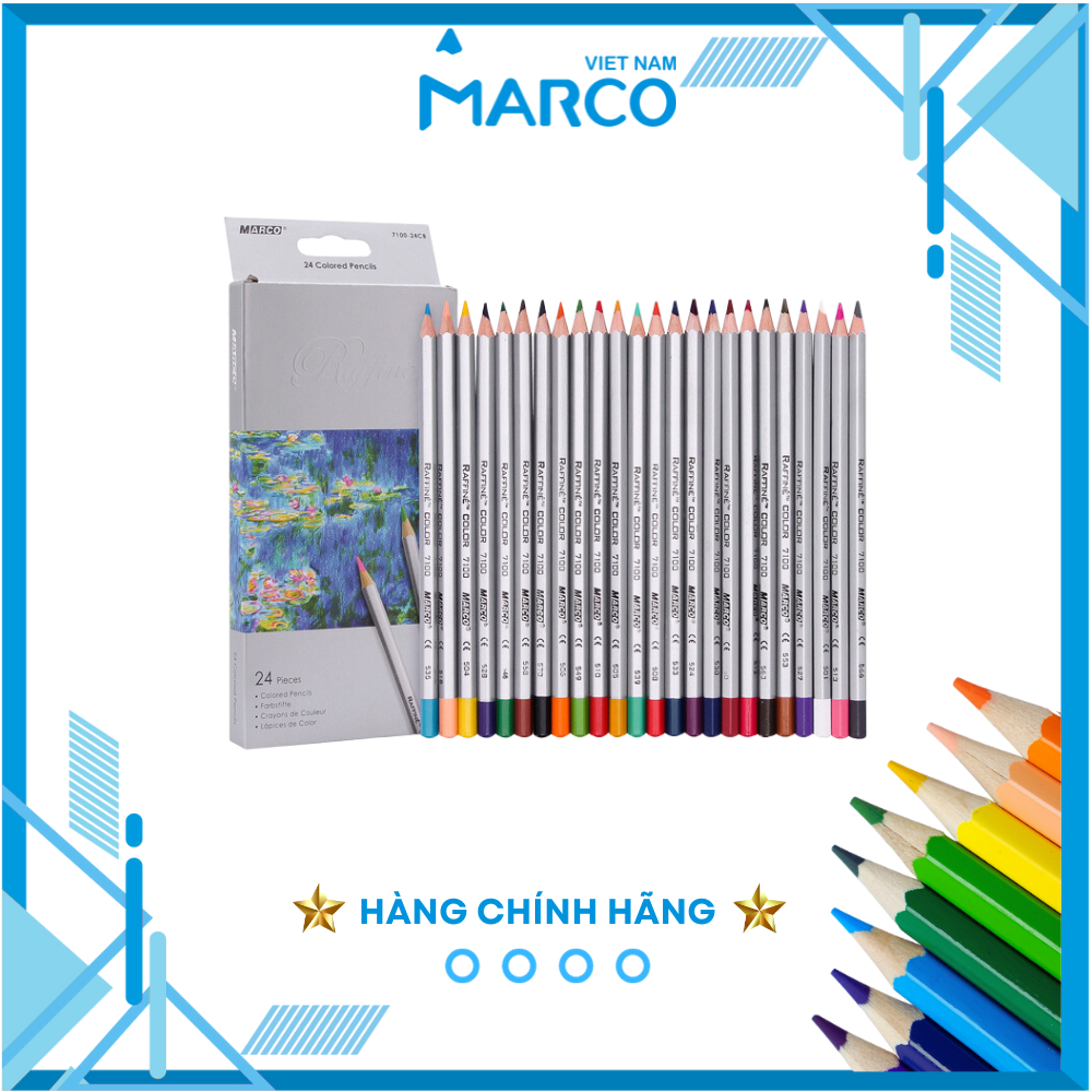 Hộp Bút Chì Màu Cao Cấp Marco Raffine 7100 - 12/24/36 Màu - Hộp Giấy - Nhiều Màu Đậm Vẽ Tranh Tô Màu