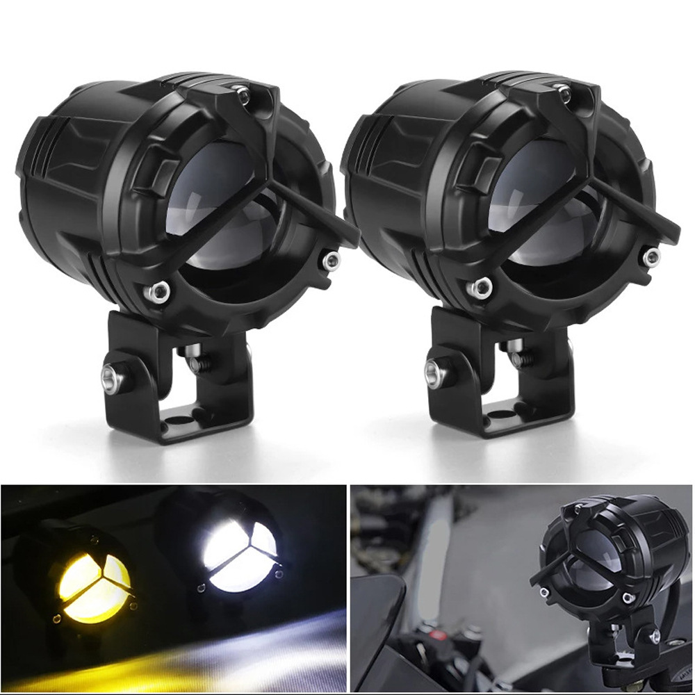 65W Đèn trợ sáng xe máy ô tô S40 Plus siêu sáng cốt vàng pha trắng 2 chế độ cho khách víp
