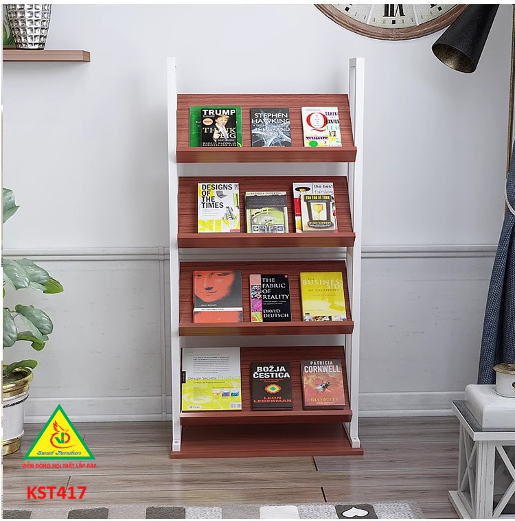 Kệ trưng bày sản phẩm, hàng hóa , kệ trang trí khung sắt mặt gỗ KST417- Nội thất lắp ráp Viễn Đông Adv