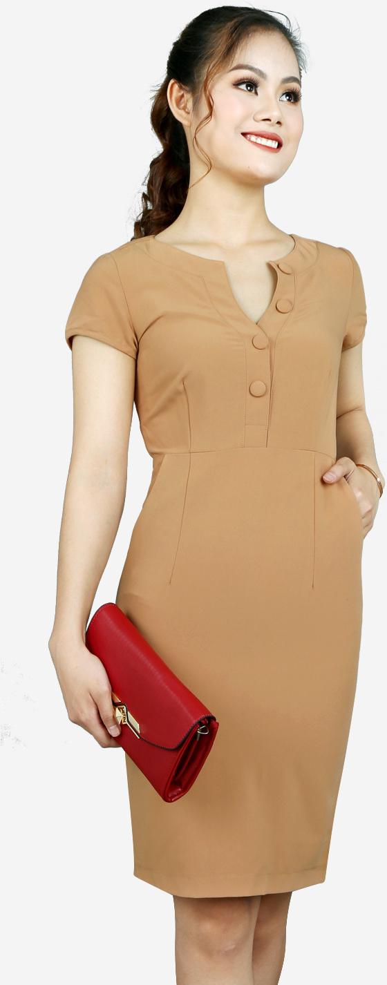 Đầm suông nâu nhạt DDY1343NN