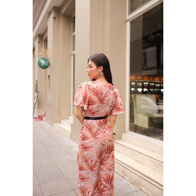 Jumpsuit nữ ống suông, tay loe, cổ thuyền, chất liệu cotton linen nhẹ mát CLARA MARE JUM4003