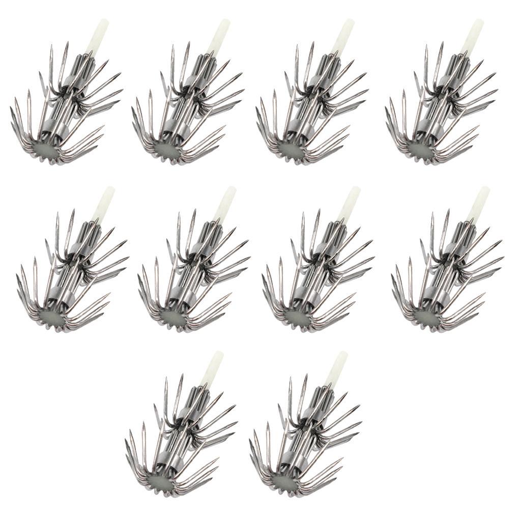 20 Pieces Stainless Steel Luminous Squid Lure Hooks Fishing Egi Jig