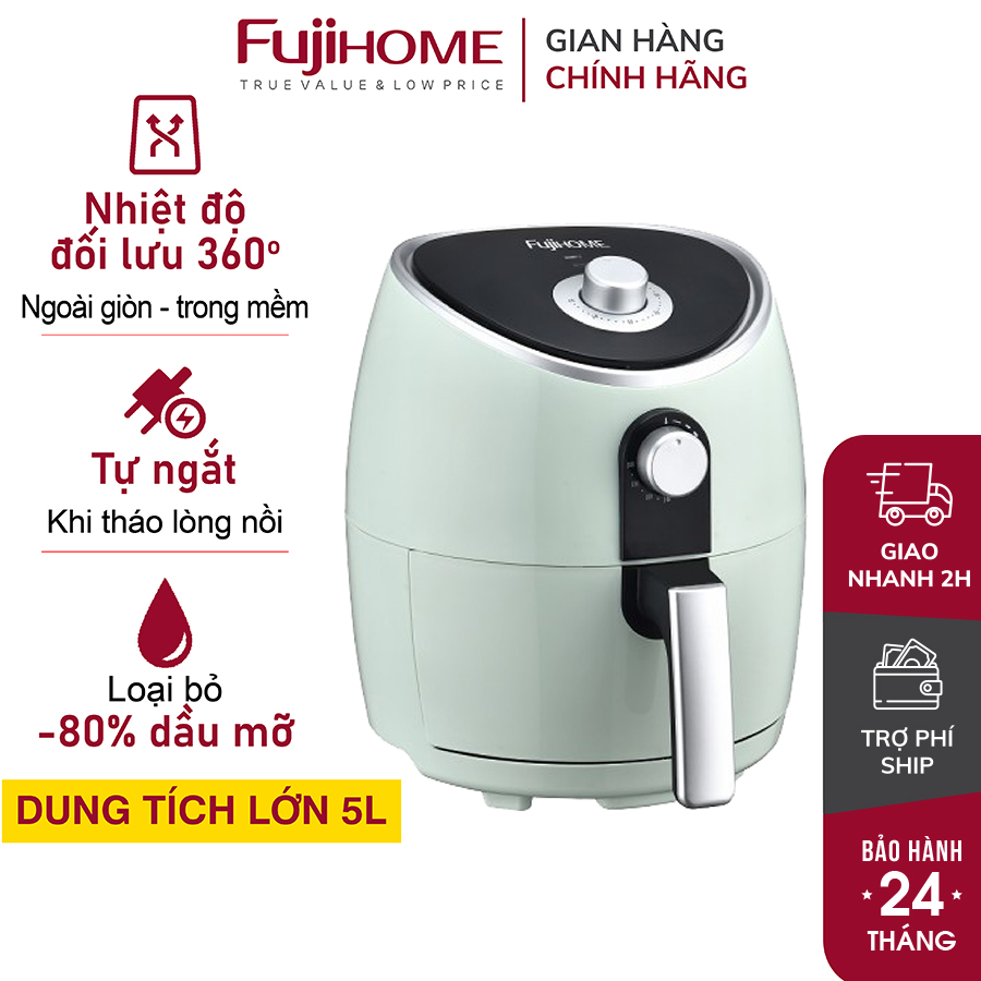 Nồi chiên không dầu cơ 5 Lít CN Nhật Bản Fujihome A4, Lòng nồi chống dính cao cấp, tự động ngắt nhiệt an toàn tiết kiệm điện - Hàng chính hãng