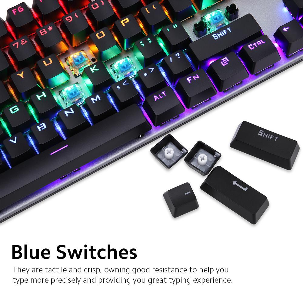 HXSJ L300 Wired 104-key Keyboard RGB Backlit Keyboard N-key Rollover Blue Switch