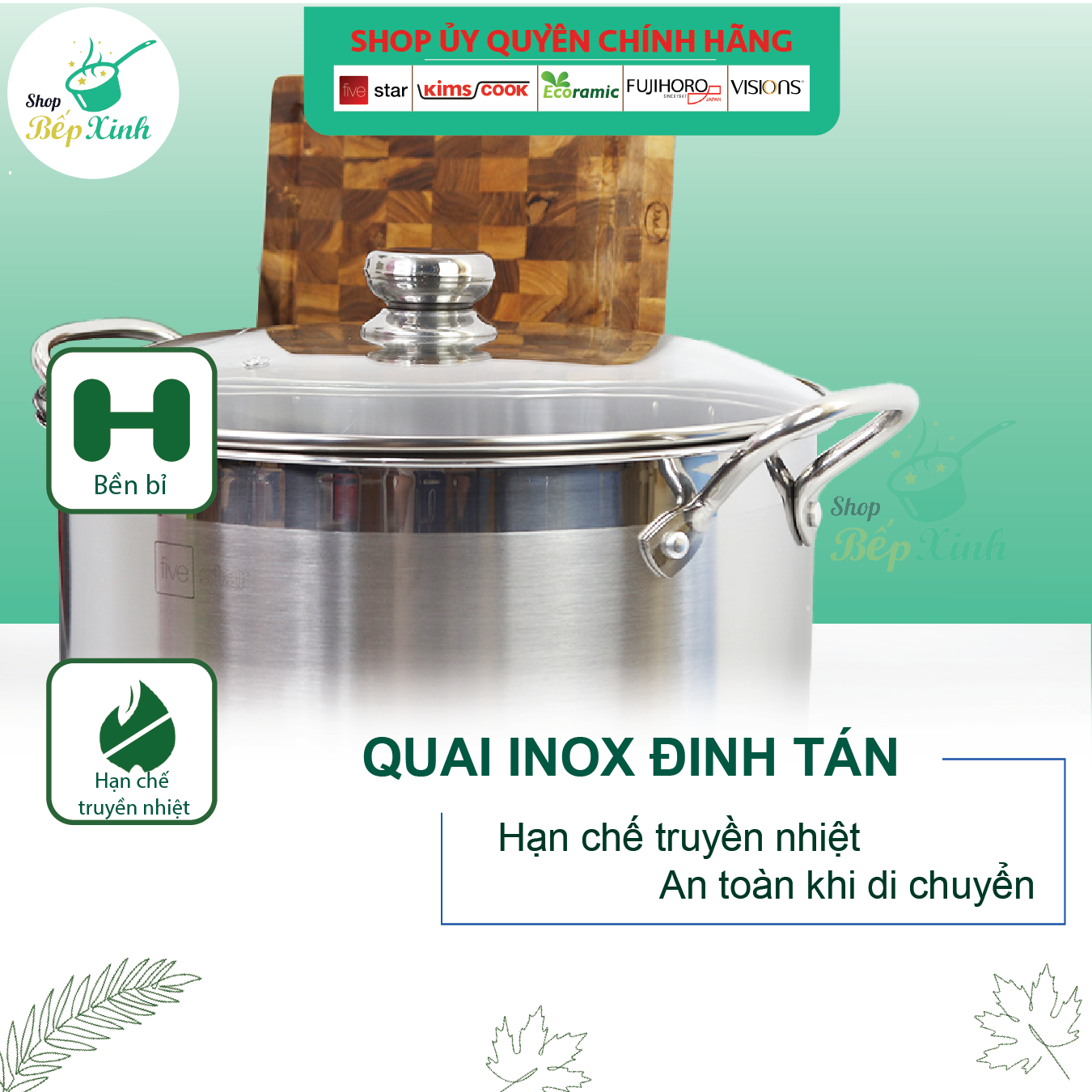 Nồi Inox 3 Đáy Nắp Kính Fivestar N28-3DG - Hàng Chính Hãng