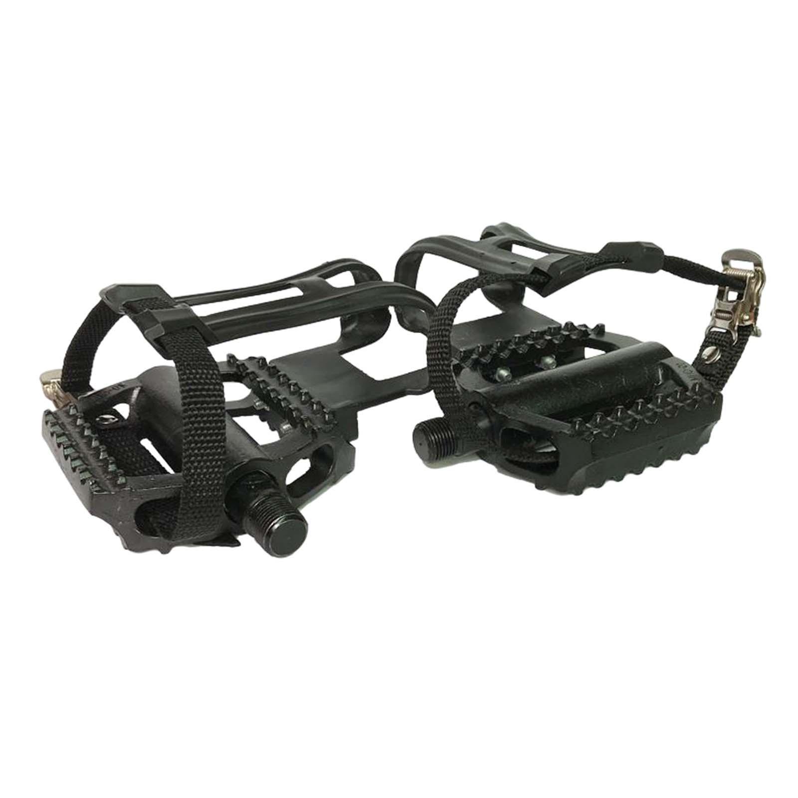 1 Pair Exercise Bike Pedals with Adjustable Straps for Home Gym Stationary