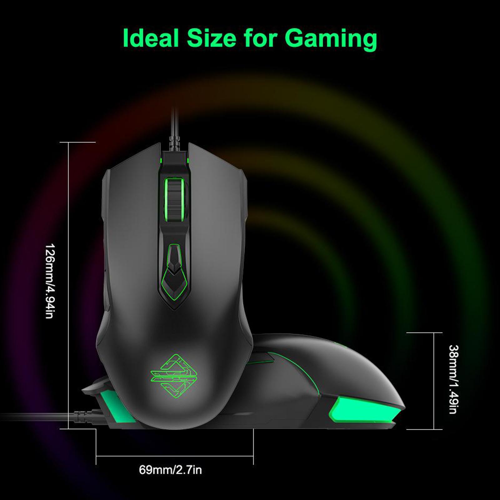 Gaming Wired 2500 DPI Breathing Light Computer Mice Gamer Desktop Laptop PC Mouse 7 Buttons for Windows 7/8/10/XP Linux