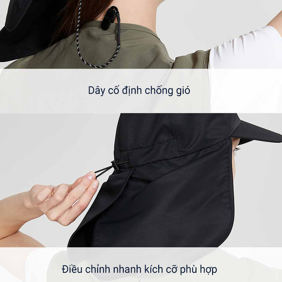 [FREESHIP] Nón chống nắng Unisex UPF50+ UV100 ME23318 - Bảo vệ gáy, vải chống bám nước