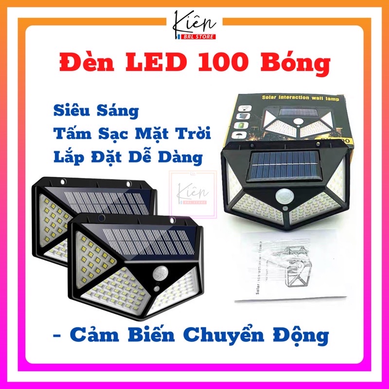 Đèn LED 100 Bóng Siêu Sáng SL-100,Cảm Biến Chuyển Động - Đèn Năng Lượng Mặt Trời 100 LED Siêu Sáng ( Có Vít Nở Đi Kèm)