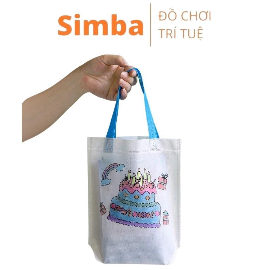 Túi xách canvas bé tự tô màu bằng vải dệt cho bé đồ chơi Simba tập tô màu sáng tạo cho trẻ