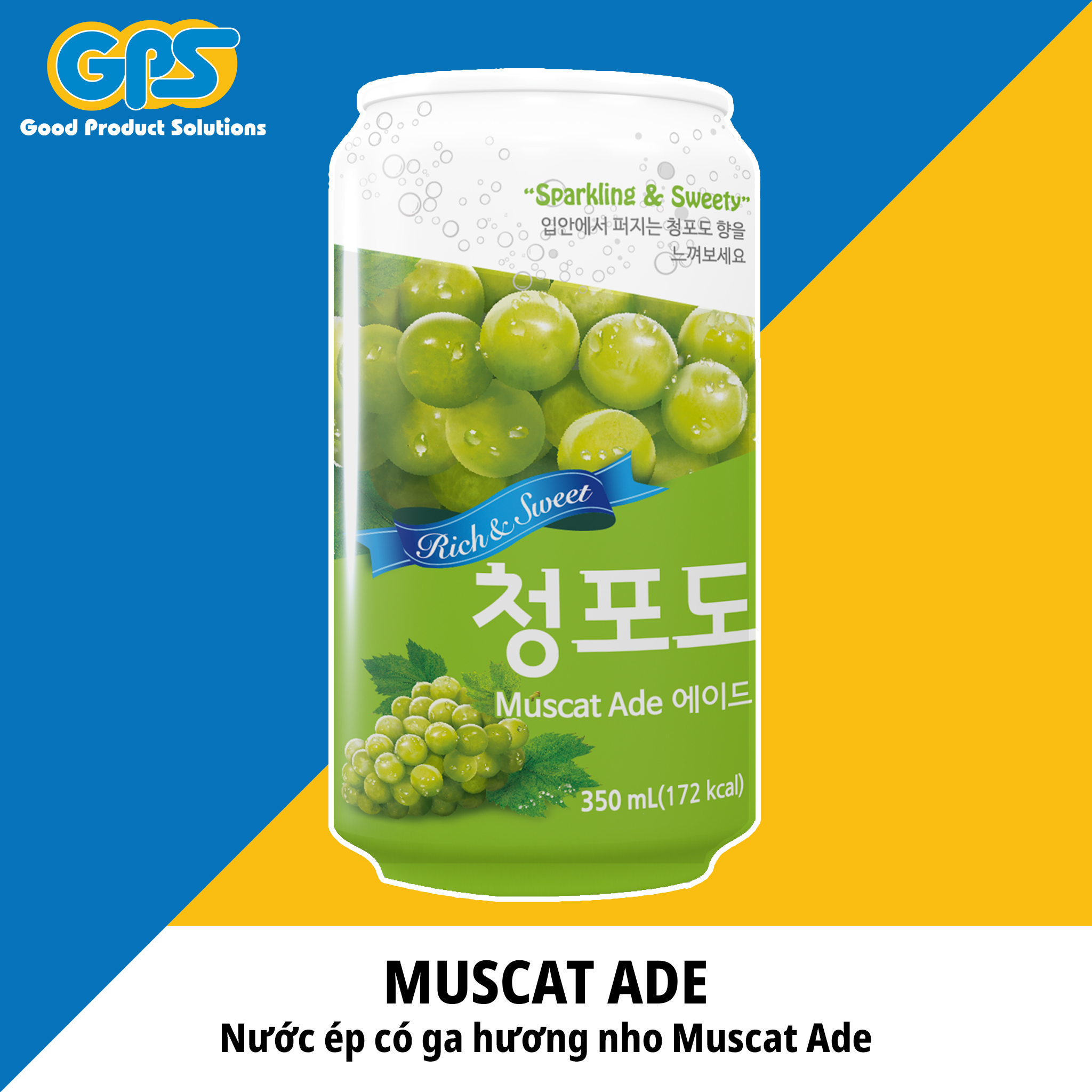 MUSCAT ADE – Nước uống có gas hương nho Muscat 355ml