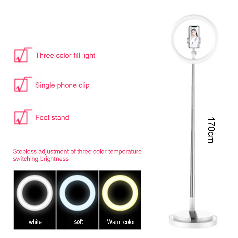 Đèn LED vòng 11 inch với chân đế điện thoại mini & công tắc điều chỉnh độ sáng để phát trực tiếp