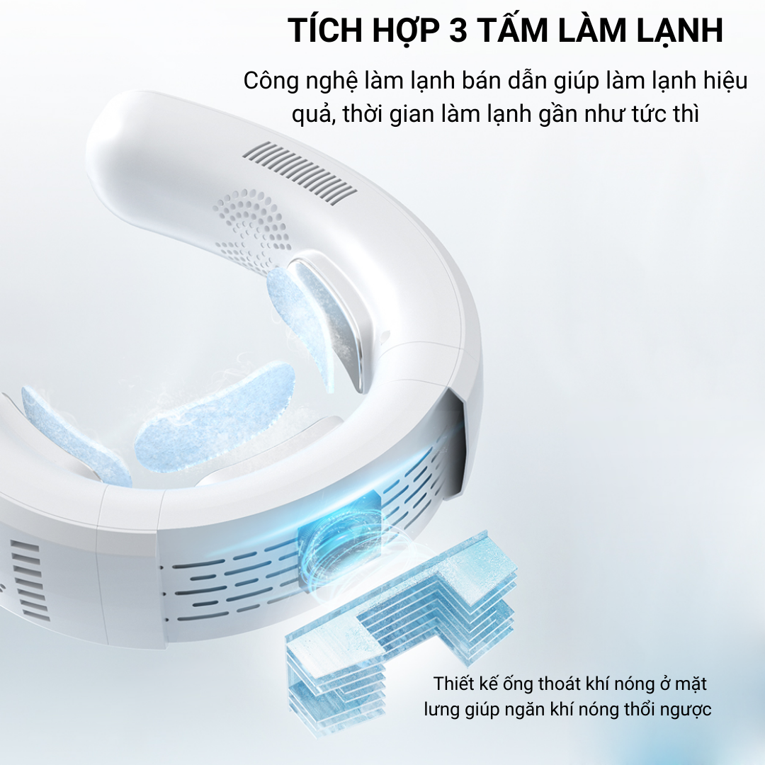 Quạt Đeo Cổ Mini TC06, Quạt Treo Cổ, Quạt Tích Điện Đeo Cổ Không Cánh Thông Minh Chườm Nóng Lạnh Cao Cấp Pin Sạc 6000mAh