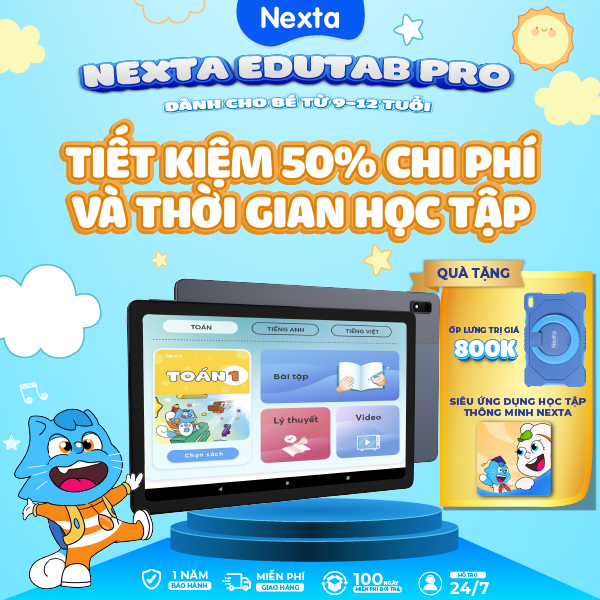 Máy tính bảng học tập thông minh Nexta Edutab Pro tối ưu cho trẻ 9-12 tuổi, 64GB, tích hợp ứng dụng học tập - Hàng nhập khẩu