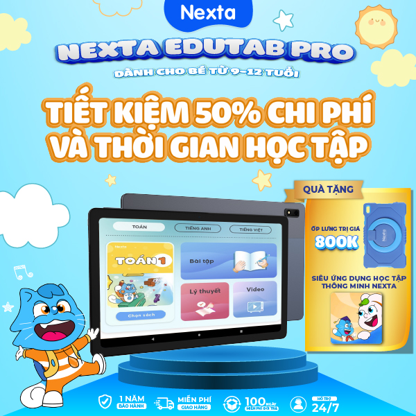 Máy tính bảng học tập thông minh Nexta Edutab Pro cho trẻ 9-12 tuổi - giải pháp học tập - quản lý thời gian cho trẻ - bảo hảnh 12 tháng