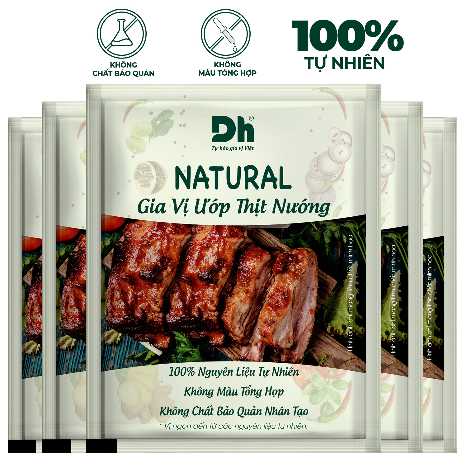 Combo 5 gói Natural Gia vị Ướp Thịt Nướng Dh Foods