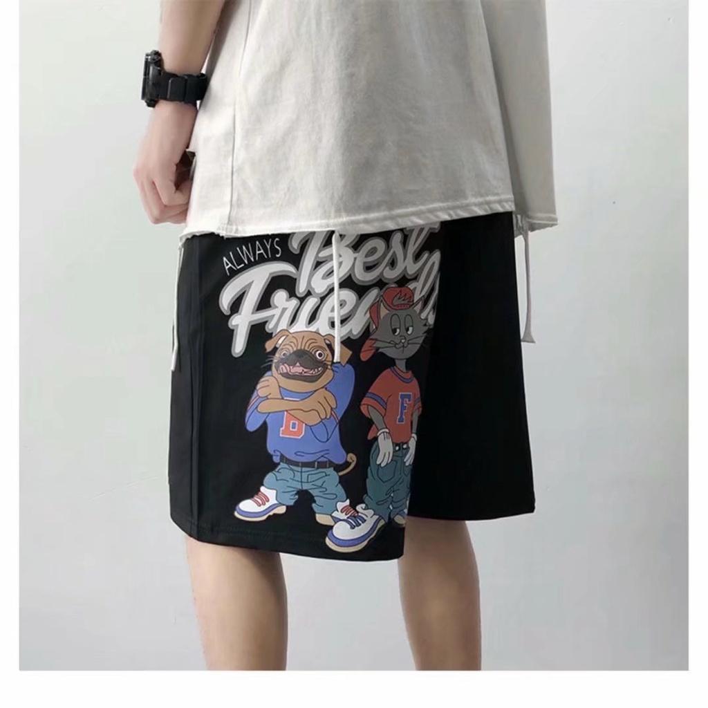Quần Short Thể Thao Chất Liệu Co Giãn Nhanh Khô Họa Tiết Hoạt Hình Cho Nam Size M-5XL
