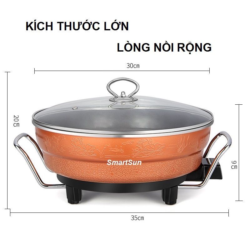Nồi Lẩu Điện Đa Năng OSAKA Kèm Vỉ Hấp Công Suất 1300W, Chiên, Xào, Nấu, Lẩu - Hàng nhập khẩu