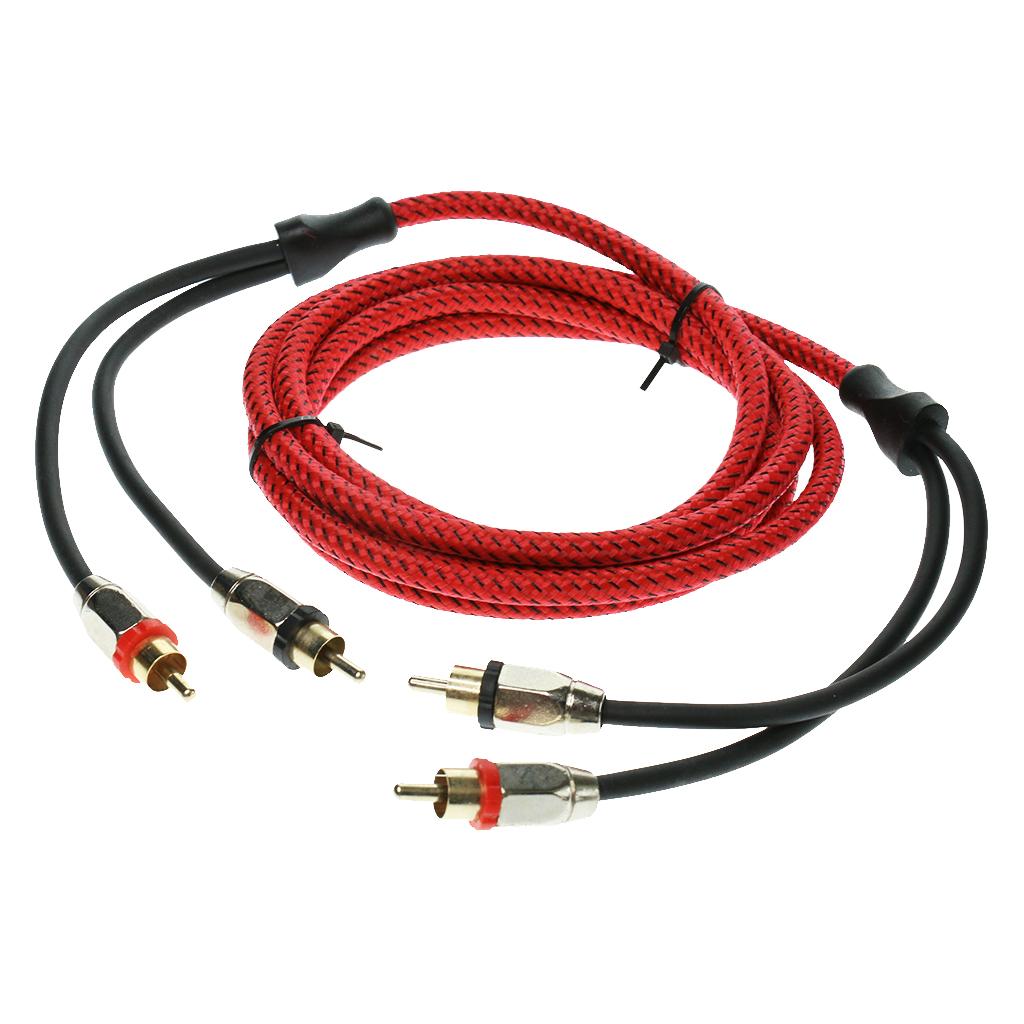 2 Meters 2RCA Male to 2RCA Male Car Stereo Audio Power Cable Wire Universal