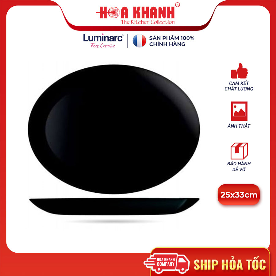 Đĩa Thủy Tinh Oval Luminarc Diwali Đen 25x33CM - bộ 6 đĩa - P0866