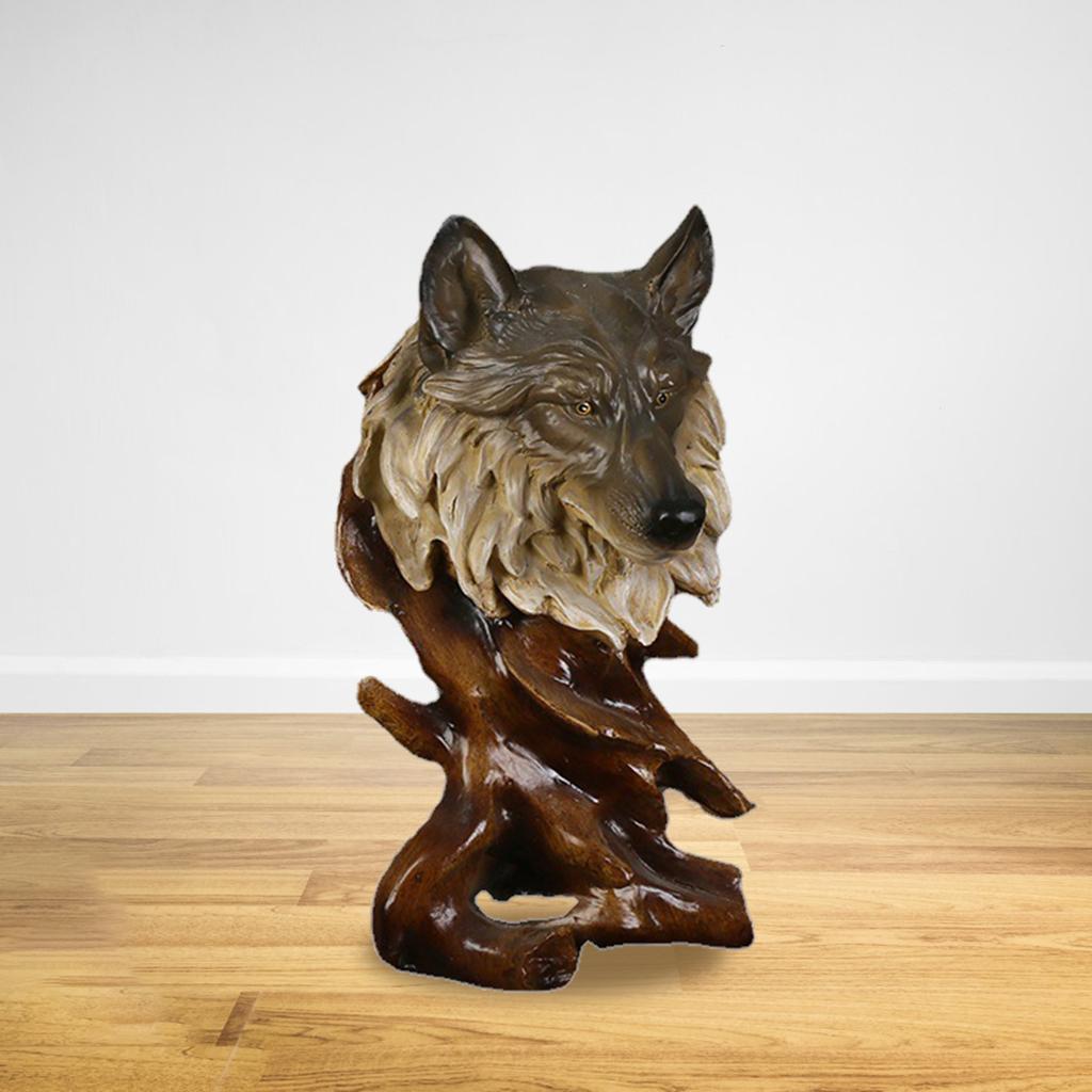 2x Animal Head Statue Decoration Desktop Figurine Retro Sculpture Gift