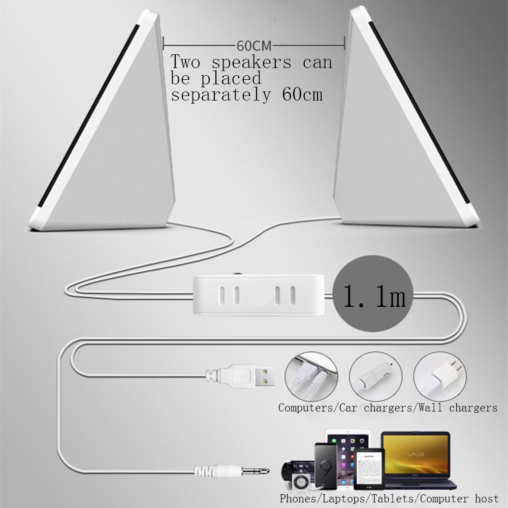 Loa máy tính có dây USB 2 miếng PC Độ cao góc điều khiển âm lượng cho máy tính để bàn, máy tính xách tay, điện thoại thông minh và máy tính bảng Color: White