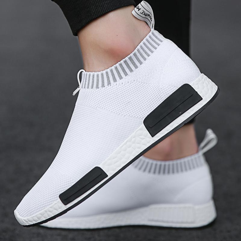 2022 Mới Nam Slip On Sock Sneakers Plus Size 47 Nhẹ Thoáng Khí Nam Đi Giày Chạy Bộ Nam giày Giày Thường Color: Black Shoe Size: 43