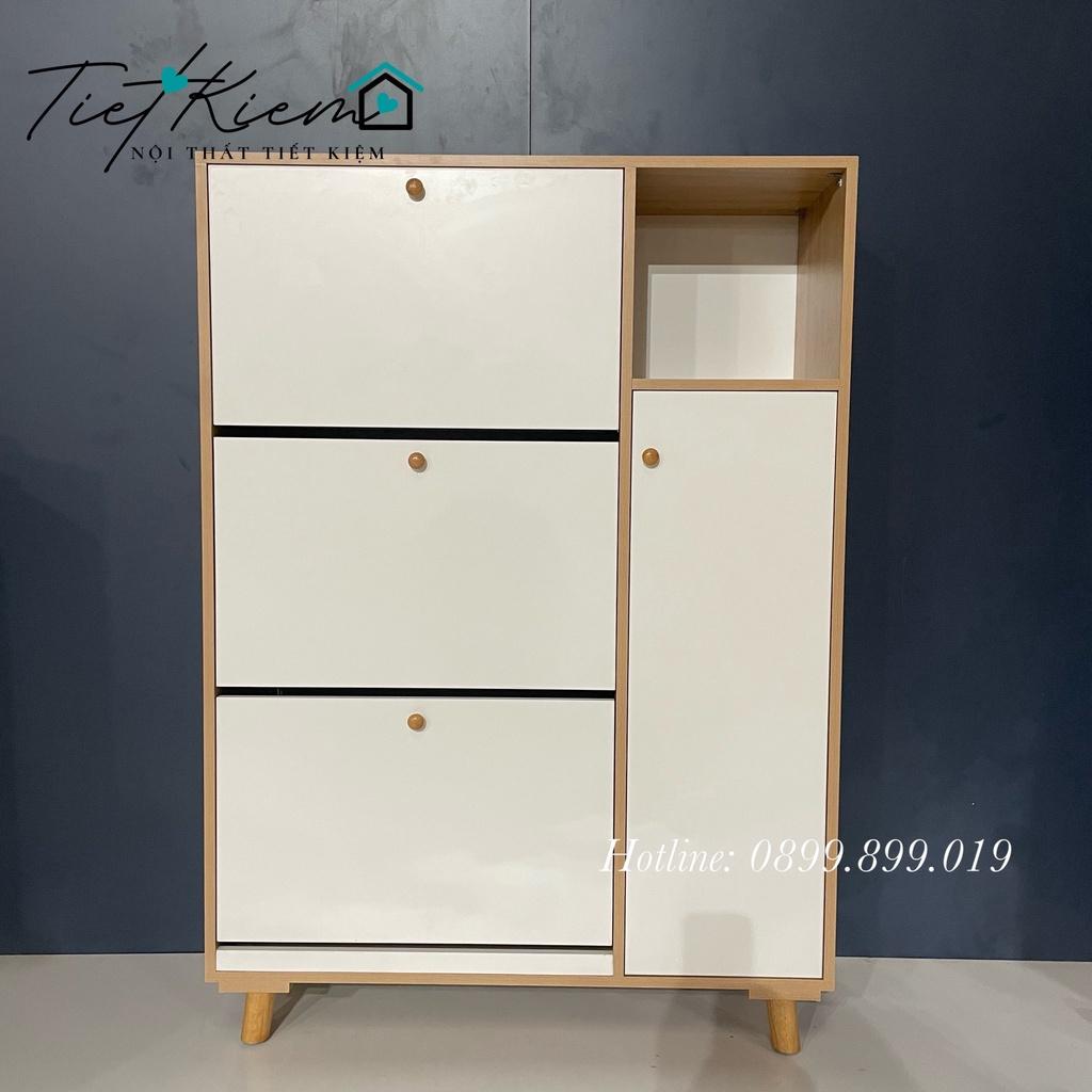 Tủ giày dép vân gỗ sồi thông minh NTTK đã lắp Hình chụp tại xưởng TG032