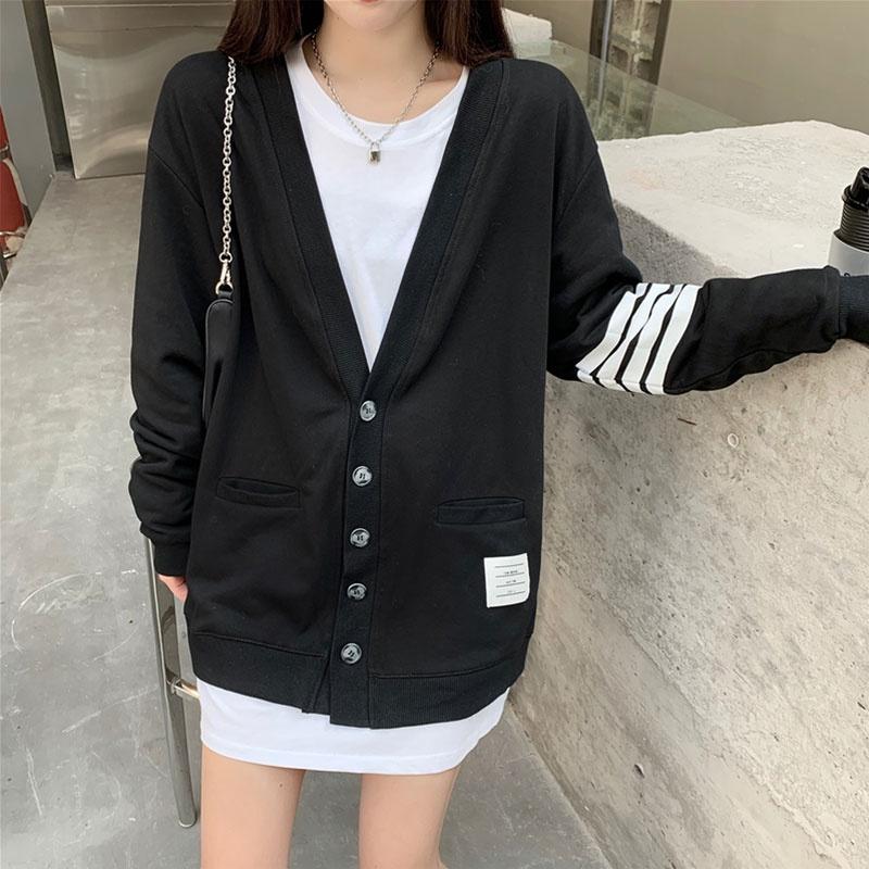 Áo Cardigan Kẻ vạch tay phong cách Ulzzang Hàn Quốc tay dài chất nỉ cotton mềm mịn cá tính CoolZ C020